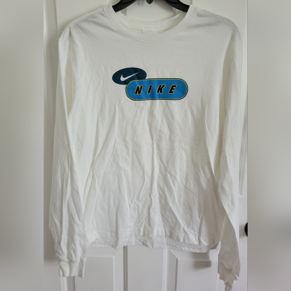 Nike Men's HBR Logo Long Sleeve White Tee Size Small